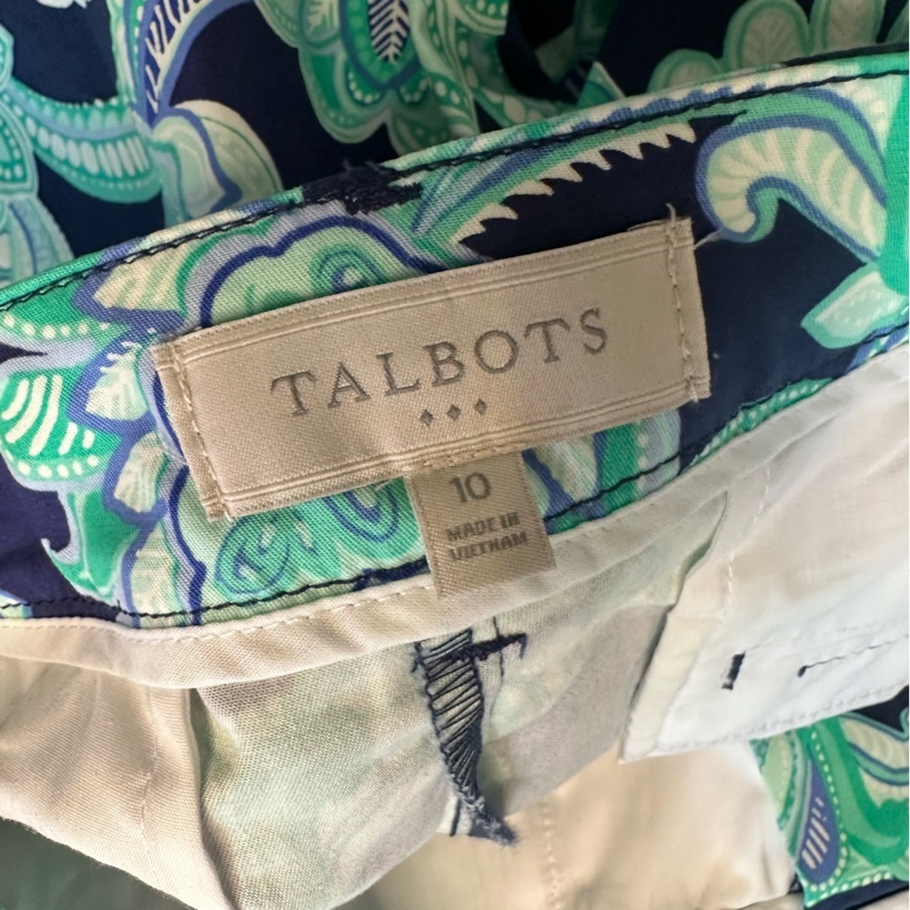 Talbots Navy and Aqua Floral Print Shorts - Picture 6 of 7